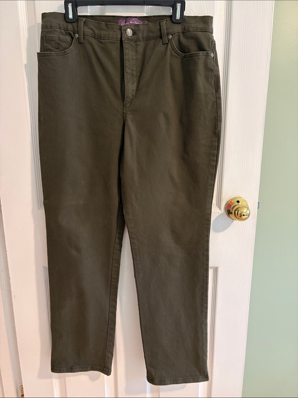 Olive Green Straight Leg Pants, 30” inseam